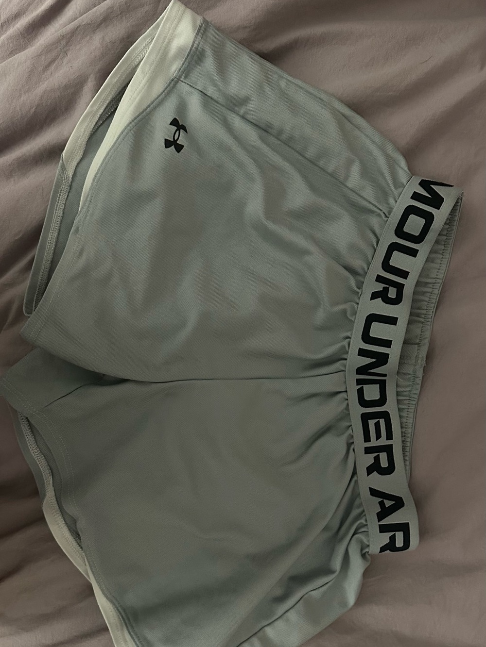 Under Armour Men’s Pale Green Athletic Shorts with Branded Waistband